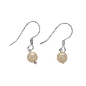 Estate Silver Tone Gold Tone Synthetic Pearl Dangle Earrings